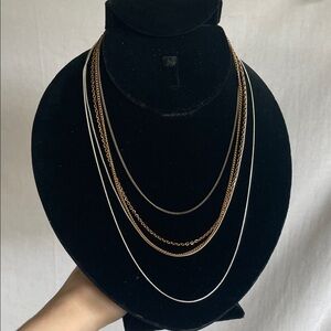 🖤5/$25 5 Layered Gold and Silver Multi-Chain Necklaces bundle- Women Jewelry